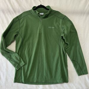 Columbia 1/4 Zip Pullover Fleece Mens Large Green Sweater Outdoors Casual Top